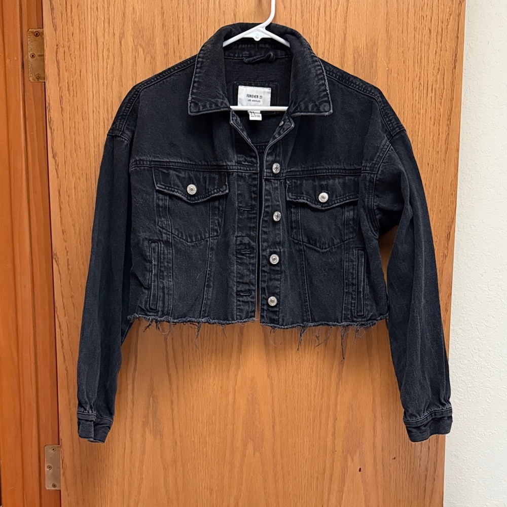 Forever 21 Cropped Black Denim Jacket